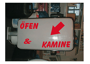 Ofen Kamin Schild